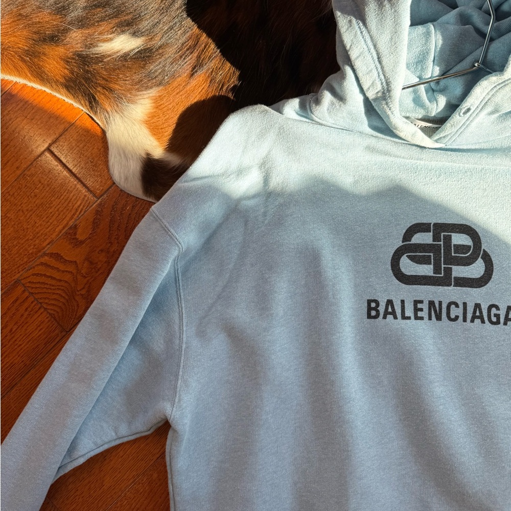 Balenciaga heavyweight hoodie Light baby blue hoody size Large - Picture 8 of 16